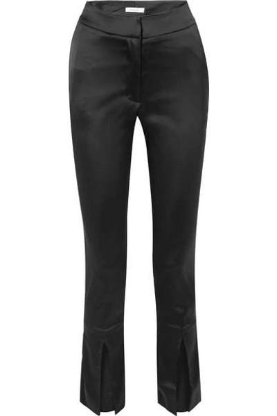 Beaufille Lenae Satin Slim-leg Pants In Black
