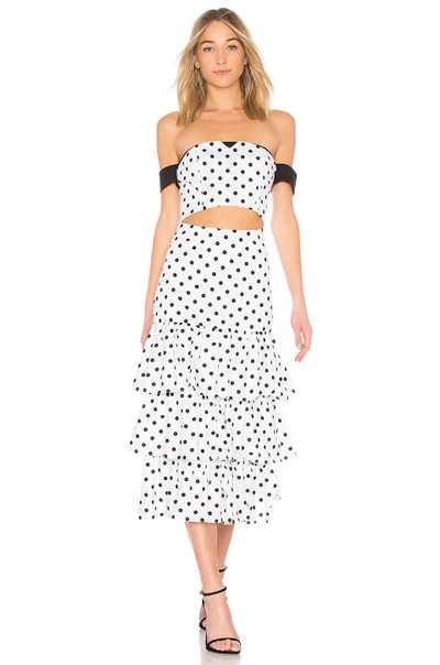 Azulu Siena Dress In White Black Dots