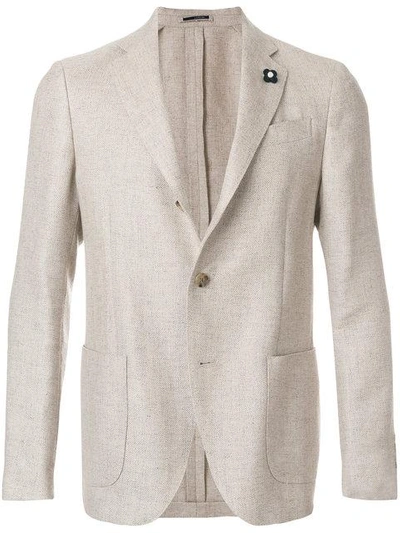 Lardini Single Breasted Blazer In Neutrals