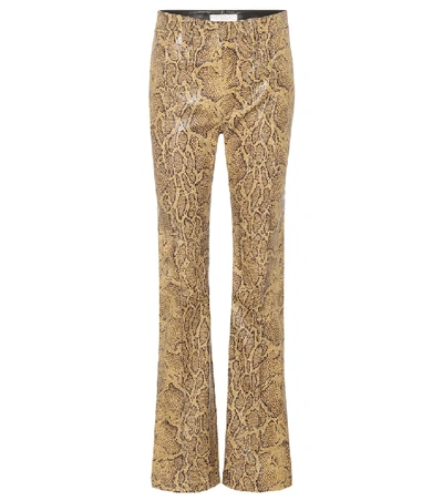 Chloé Snake-effect Leather Straight-leg Pants In Brown