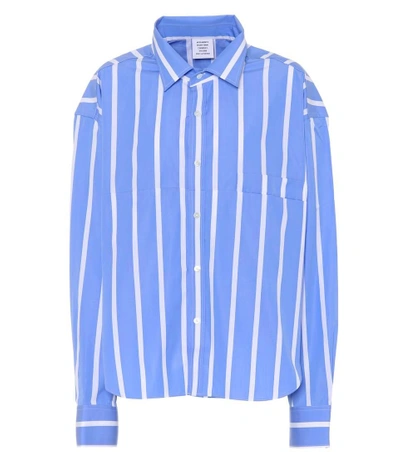Vetements Oversized Striped Cotton-poplin Shirt In Blue