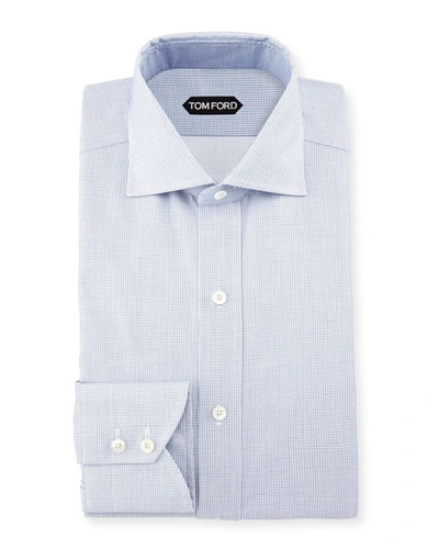 Tom Ford Tiny-dot Stripe Slim-fit Shirt, Blue