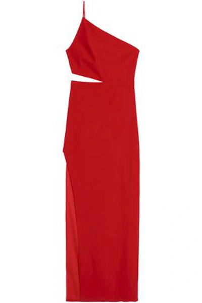 Michelle Mason Woman One-shoulder Cutout Crepe Gown Red