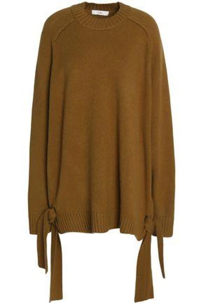 Tibi Woman Oversized Knot-detailed Cashmere Sweater Light Brown