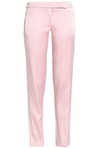 Amanda Wakeley Woman Satin-crepe Slim-leg Pants Baby Pink