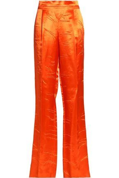 Emilio Pucci Woman Crinkled-satin Straight-leg Pants Bright Orange