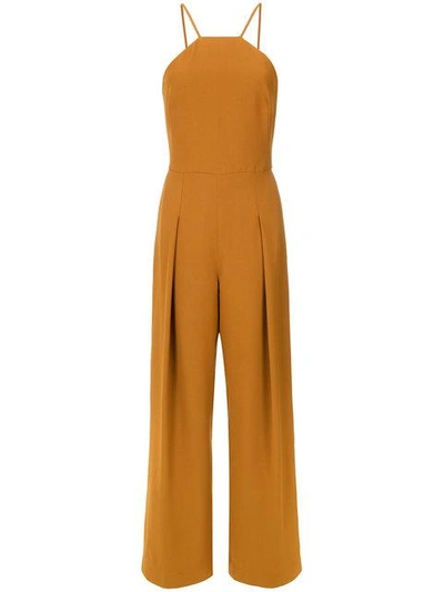 Andrea Marques Pleated Details Jumpsuit In Ocre