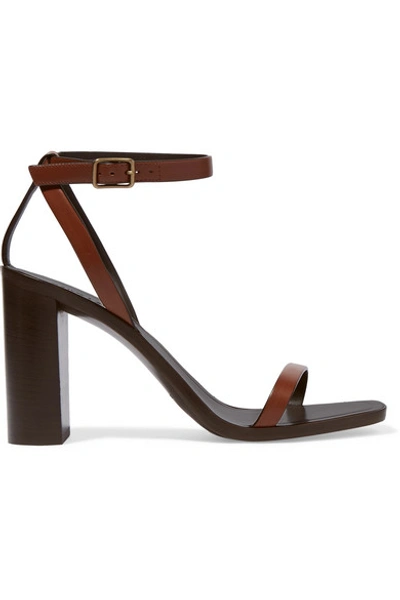 Saint Laurent Loulou Wood And Leather Sandals In Brown