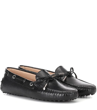 Tod's Black Leather Gommino Loafers