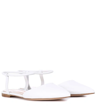 Gianvito Rossi Hedy Leather Ballet Flats In White