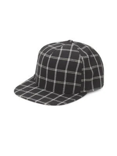 Gents Flat-brim Check-print Baseball Cap In Black