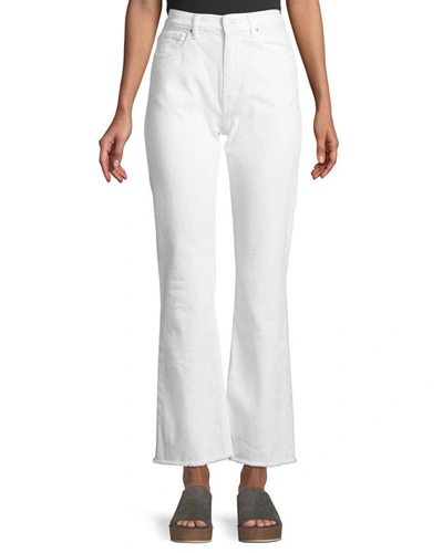 Acynetic Stella High-waist Wide-leg Jeans W/ Fray Hem In White