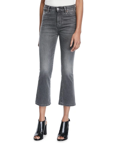 Acynetic Phoebe High-rise Crop Mini Flare Jeans In Gray