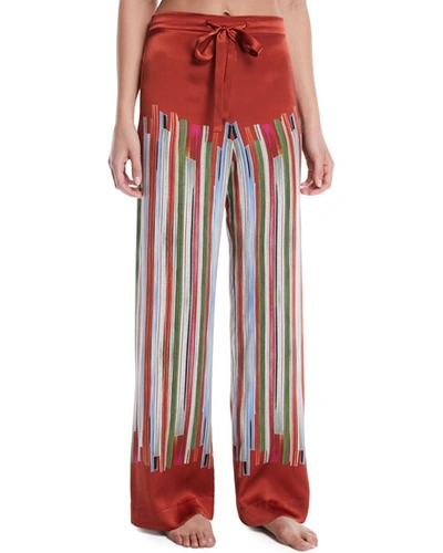 Meng Striped Silk Pajama Trousers In Red Pattern