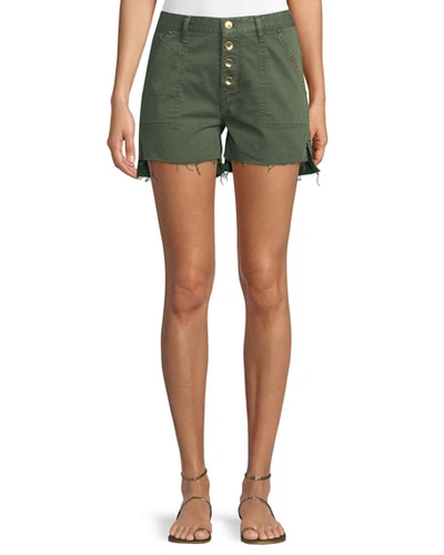 Acynetic Harmony Button-front Twill Cutoff Shorts