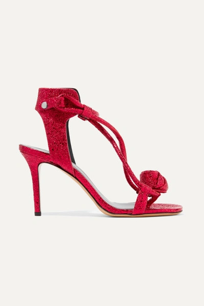 Isabel Marant Ablee Metallic Cracked-leather Sandals In Red