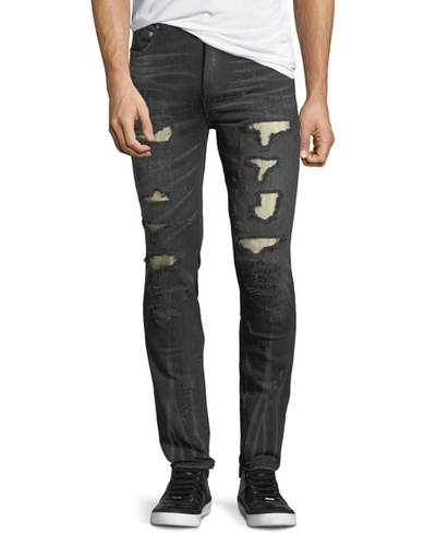 God's Masterful Children Distressed Slim-straight Jeans With Metallo Backing
