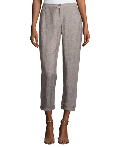 Nic + Zoe Everyday Linen Pants In Dark Truffle Mix