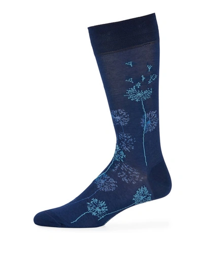Marcoliani Herbarium Cotton-blend Socks In Blue Pattern