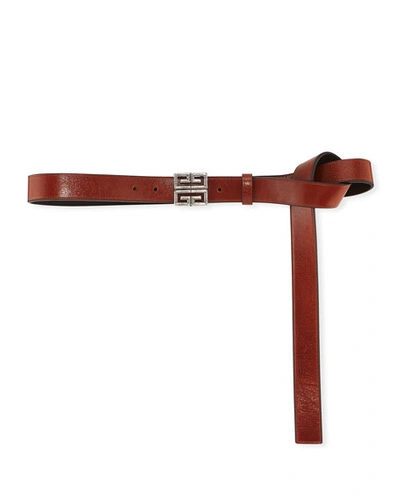 Givenchy 4-g Engraved Long Leather Belt In Brown