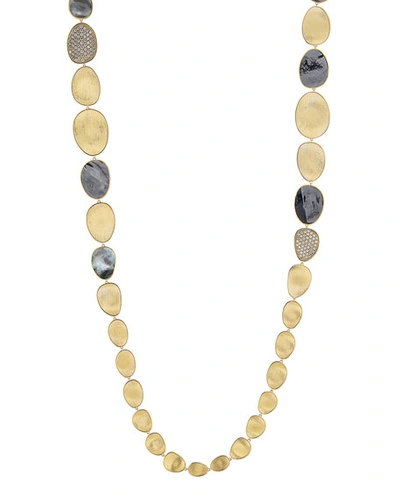 Marco Bicego 18k Gold Lunaria Mixed Station Necklace With Black Mop & Diamonds, 38"