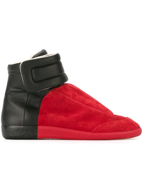 Maison Margiela Colorblock Calf Leather High-top Sneakers In Red | ModeSens
