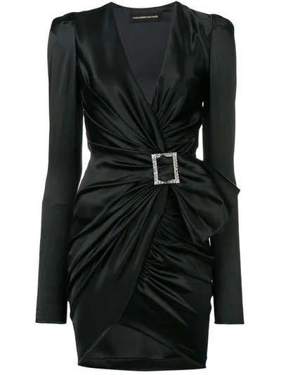 Alexandre Vauthier Embellished Stretch Satin Buckle Dress In Black