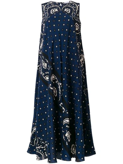 Red Valentino Bandana Print Sleeveless Long Dress In Cobalto | ModeSens