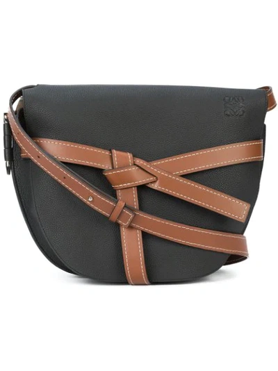 Loewe Gate Small Textured-leather Shoulder Bag In Black