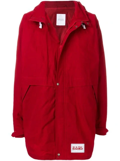 Napa By Martine Rose Hooded Button Coat In Red