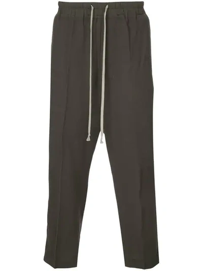 Rick Owens Cropped Drawstring Trousers In Green