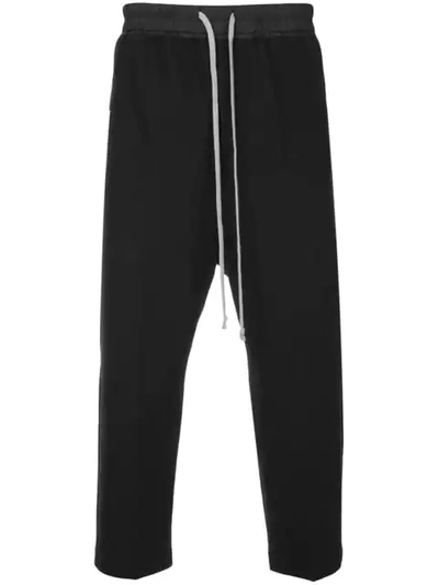 Rick Owens Cropped Track Trousers In Nero
