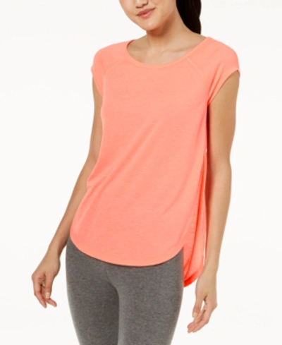 Calvin Klein Performance Cap-sleeve Open-side Top In Orange Sky