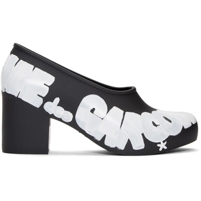 Comme Des Garçons Black Melissa Edition Painted Logo Heels In Multicolor