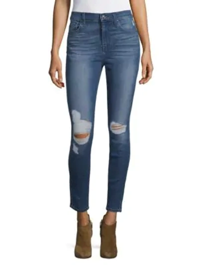 7 For All Mankind Distressed Ankle Jeans In Lexington