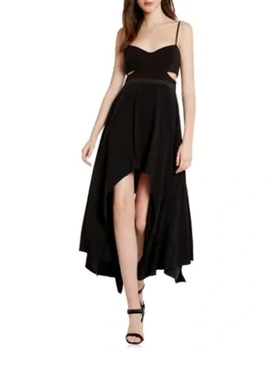 Halston Heritage Sleeveless Asymmetrical Hem Dress In Black