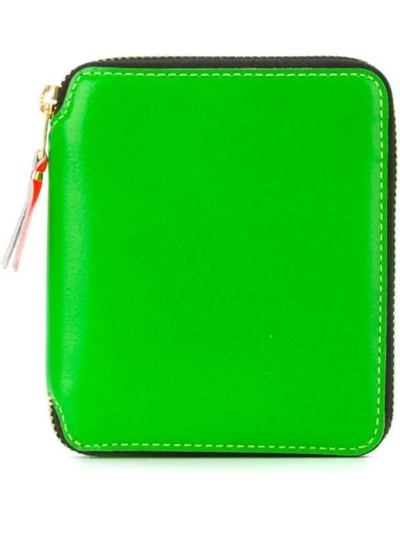 Comme Des Garçons Small Rectangular Zip Wallet In Green