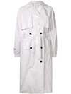 Msgm Belted Trench Coat In White