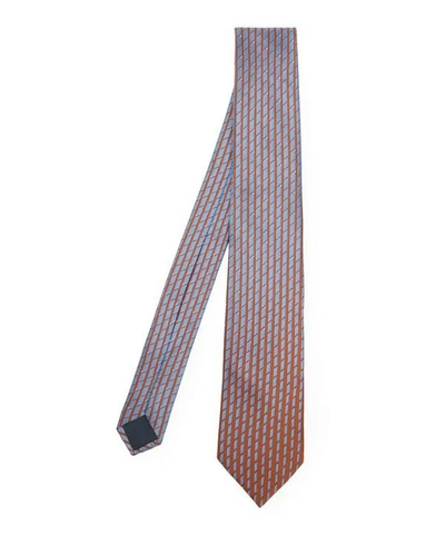 Lanvin Stripe Classic Tie In Orange