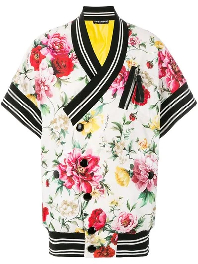 Dolce & Gabbana Striped Detail Floral Jacket In Multicolour