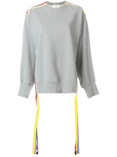 Ports 1961 Oversized Stripe Detail Sweater In Grey