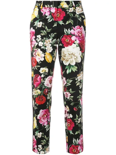 Dolce & Gabbana Floral Print Cropped Trousers In Multicolour