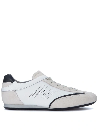 Hogan Olympia White Leather And Beige Suede Sneaker In Bianco
