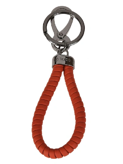 Tod's Woven Detail Keyring In Orange