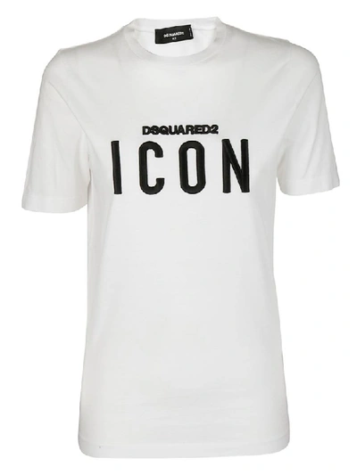 Dsquared2 Icon Embroidered T-shirt In Bianco