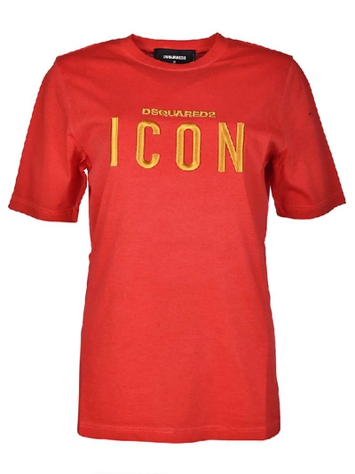 Dsquared2 Icon Embroidered T-shirt In Red