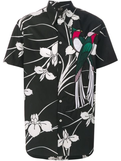 N°21 Nº21 Floral Print Parrot Shirt - Black