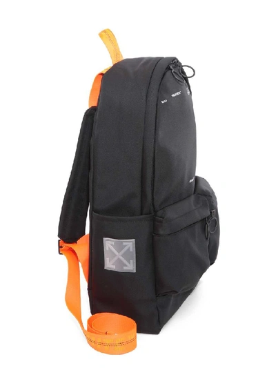 Black, White And Orange Tape Canvas Backpack From In |