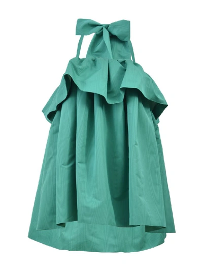 Msgm Green Fabric Dress In Verde