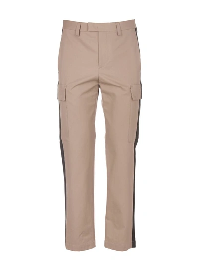 Msgm Striped-detail Trousers In Beige